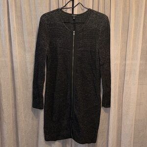 Talbots Black Long-Sleeve Zip-Front Knit Dress